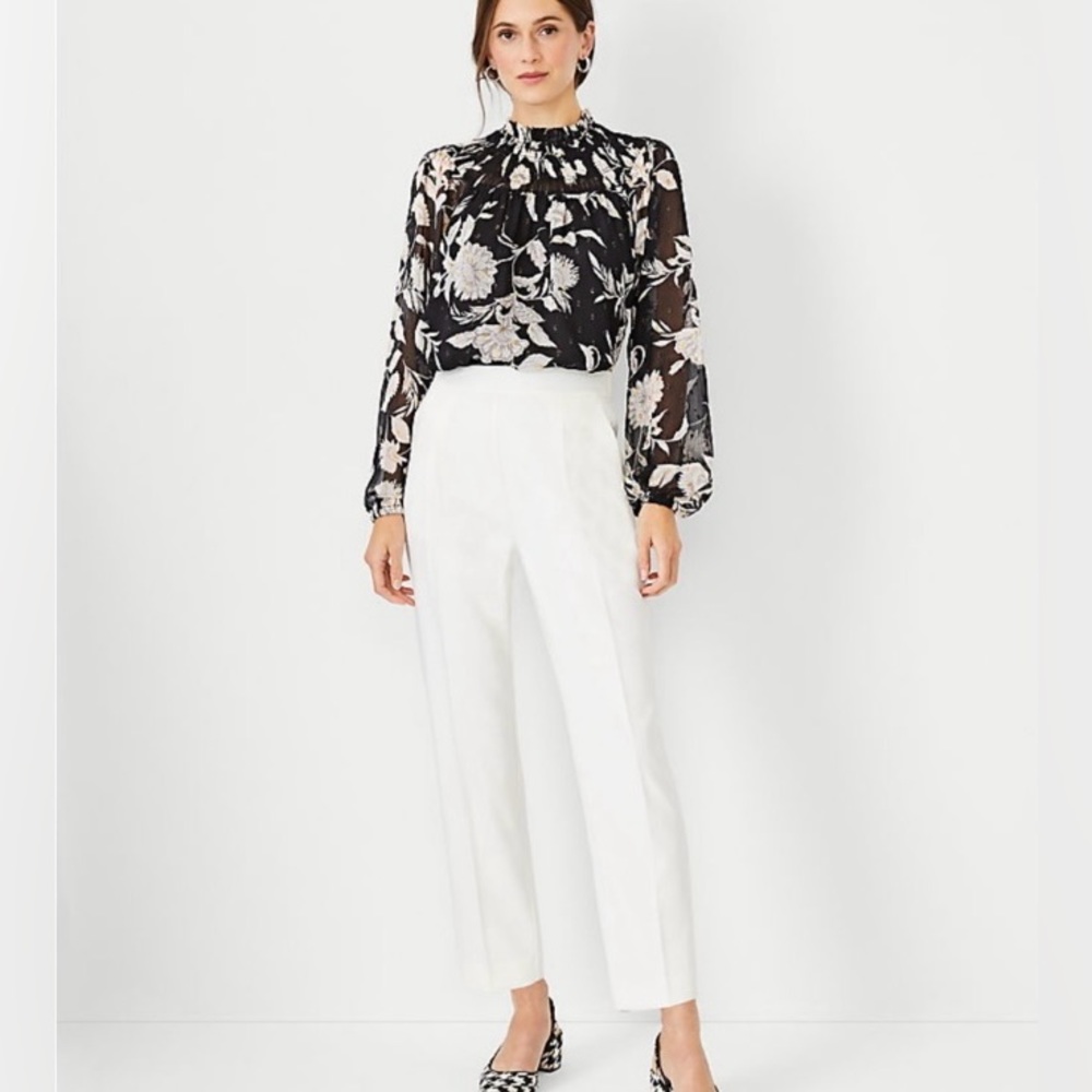 Ann Taylor The Eva Easy Ankle Pant High-Waisted in Winter White